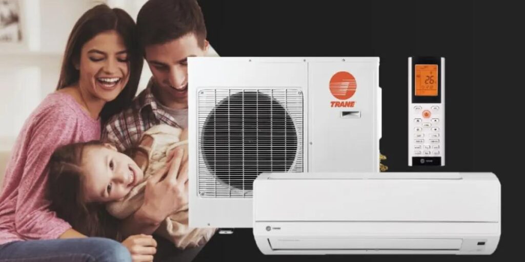 Family enjoying a Trane ductless mini split system