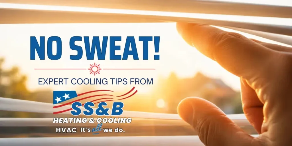 Hand opening sunlit curtains with expert cooling tips from SS&B Heating & Cooling for staying cool during hot summer weather in Springfield, MO.