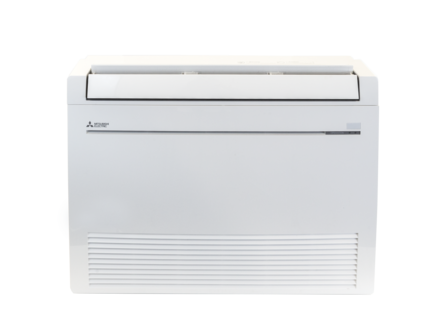 Trane Mitsubishi series floor-mounted heat pump, presented by SS&B Heating & Cooling.