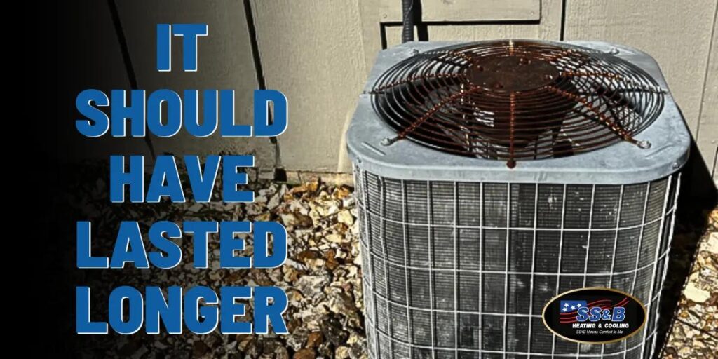 Older air conditioner unit showing wear and rust, representing early AC system failure in Springfield MO