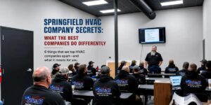SS&B Heating & Cooling technicians attending an HVAC training session in Springfield, MO.